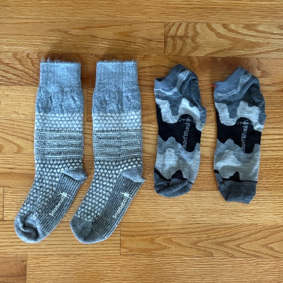 Smartwool 2 Pair Gray and Black Geometric Socks - Picture 1 of 8